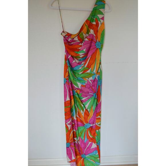 Ronny Kobo Tropical One Shoulder Dress Size Small - Picture 3 of 7